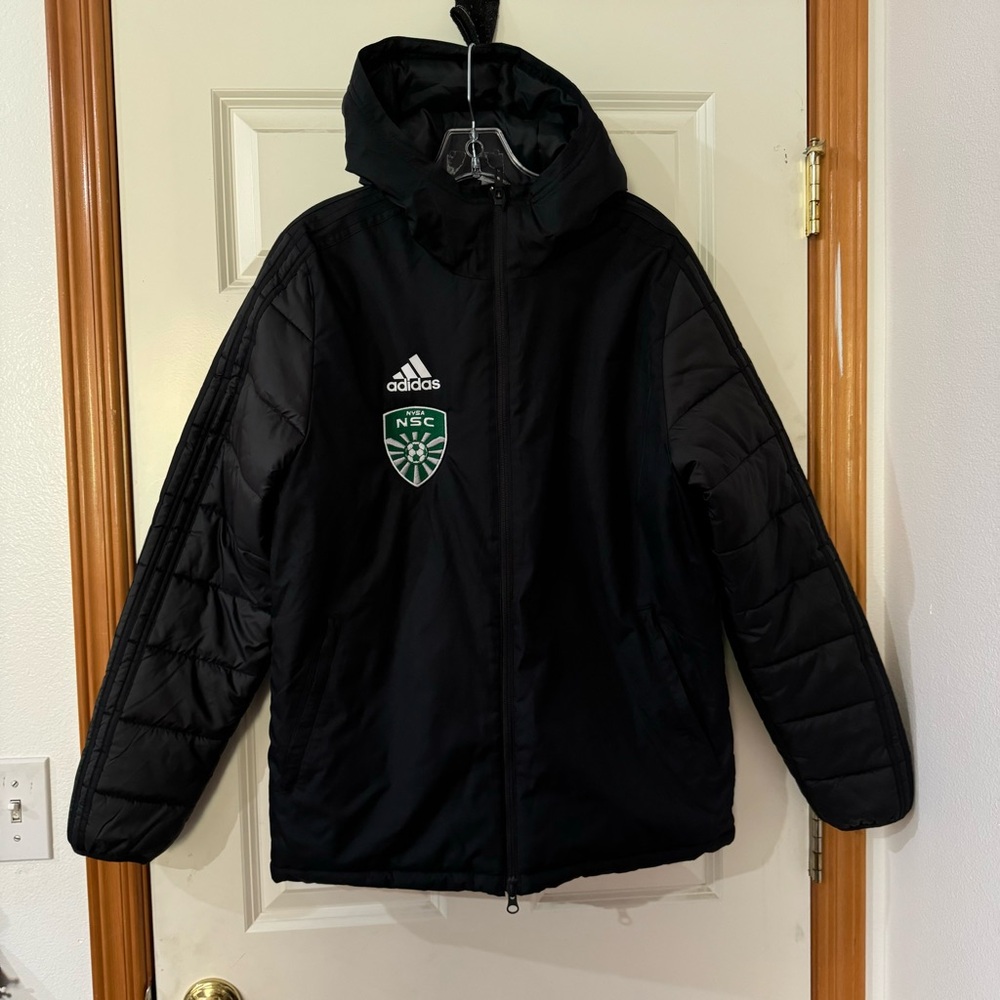 Adidas Black Puffer Jacket with Hood – Men’s  Winter Coat